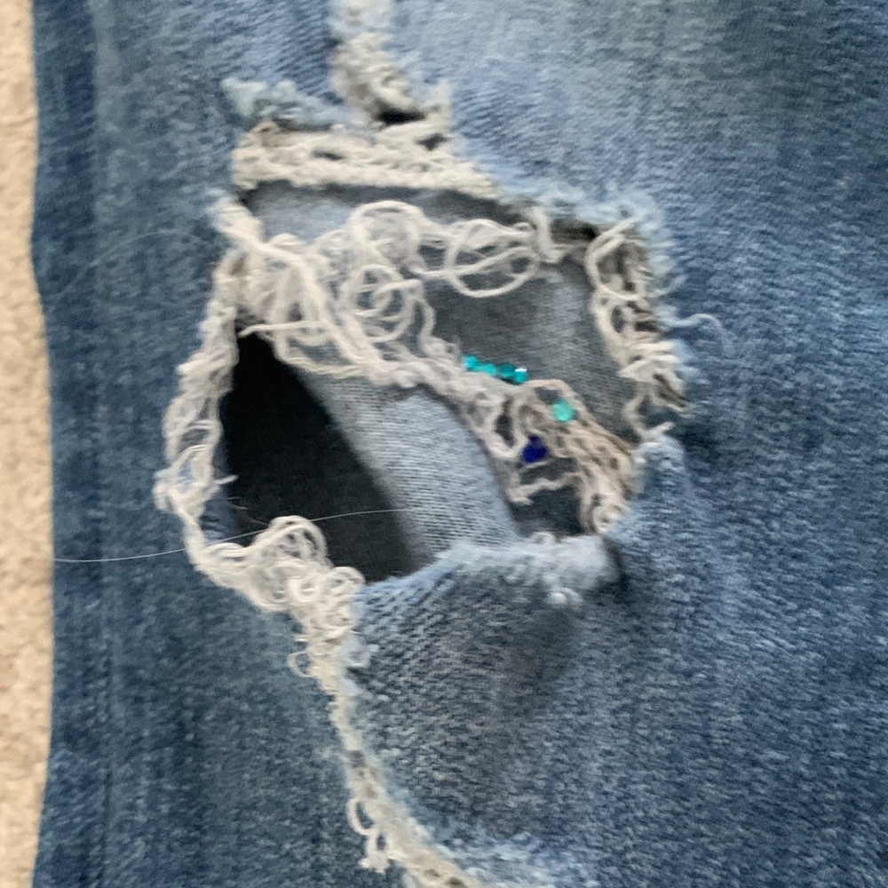 Express Dark Blue Floral Embellished Jeans - Picture 7 of 17